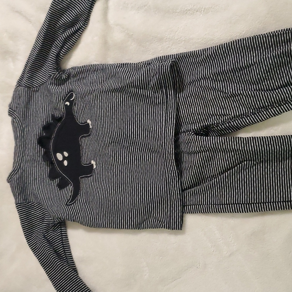 Carter's Matching black & white striped Dinosaur Pant set 24 Mo.